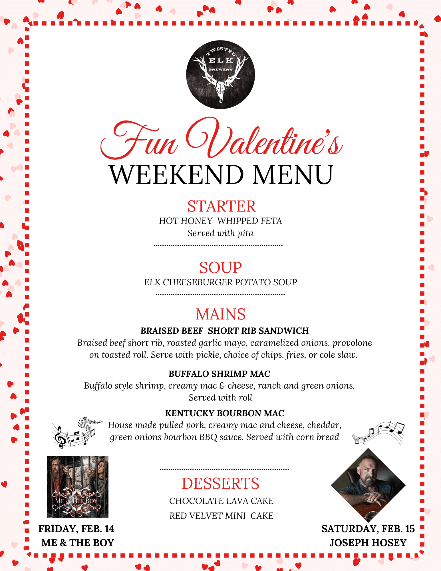 VALENTINE'S WEEKEND MENU